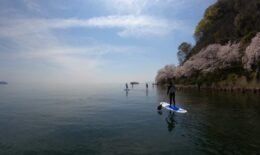 琵琶湖でお花見SUP